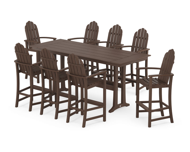 POLYWOOD® Classic Adirondack 9-Piece Farmhouse Bar Set with Trestle Legs