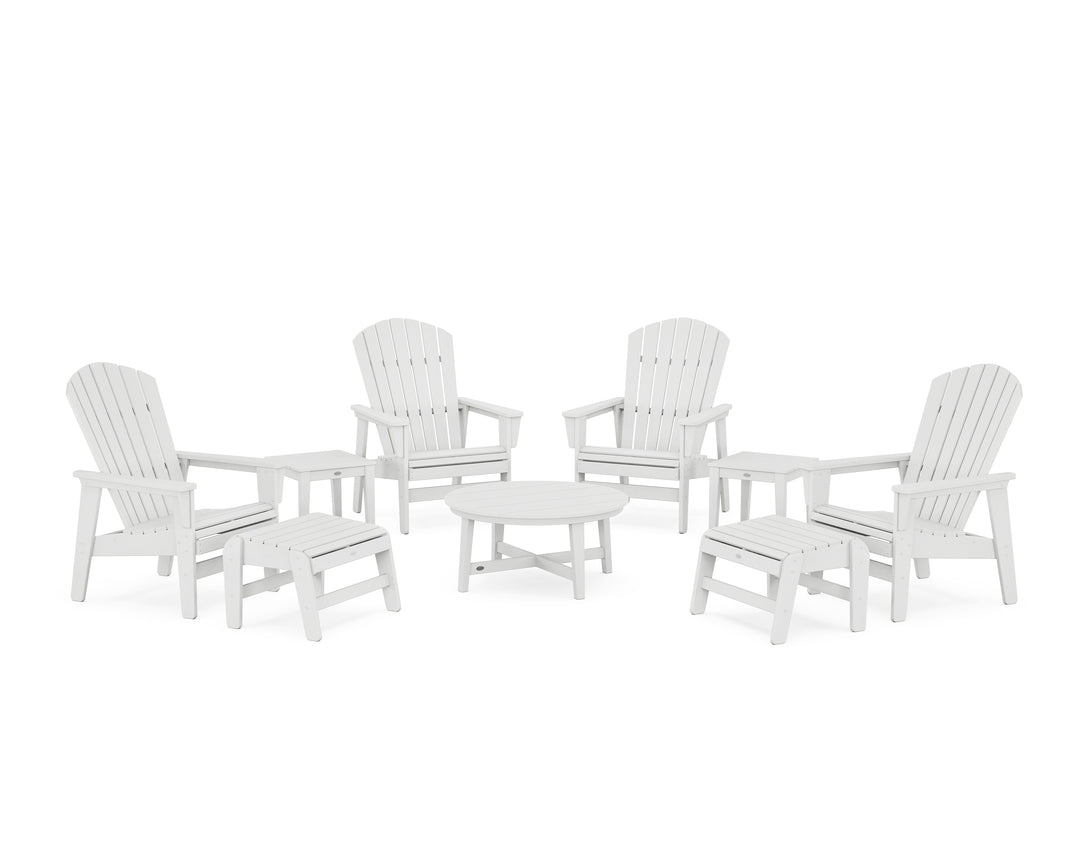 POLYWOOD® Nautical Grand Upright Adirondack 9-Piece Conversation Set