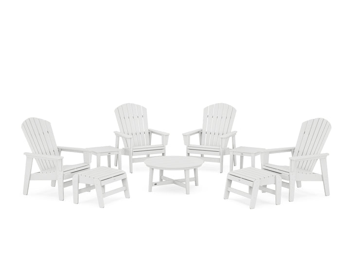 POLYWOOD® Nautical Grand Upright Adirondack 9-Piece Conversation Set