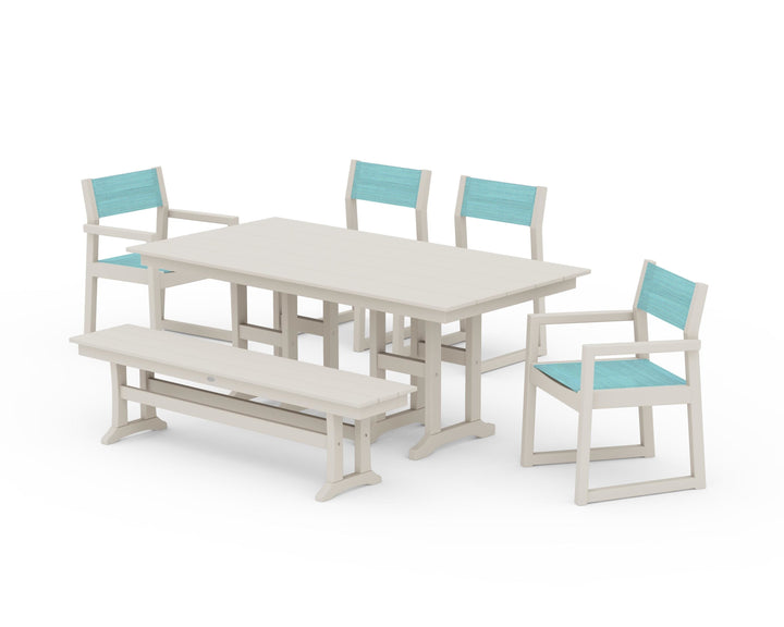POLYWOOD® EDGE Sling 6-Piece Farmhouse Dining Set