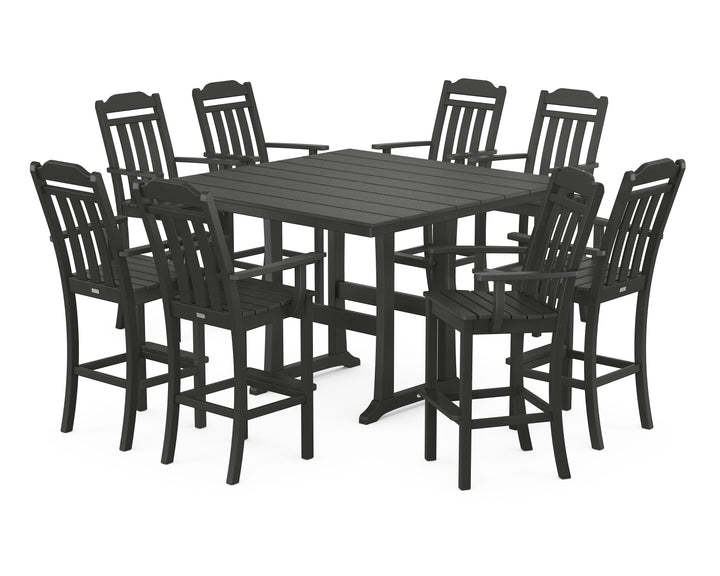 Country Living Cottage 9-Piece Farmhouse Bar Set with Trestle Legs