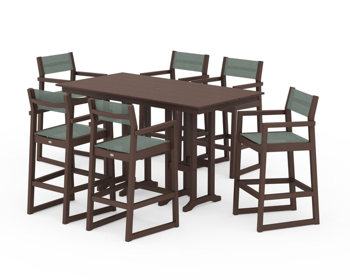 POLYWOOD® EDGE Sling Arm Chair 7-Piece Farmhouse Bar Set