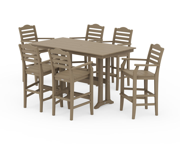 Draper James™ by  POLYWOOD® Savannah Arm Chair 7-Piece Farmhouse Bar Set with Trestle Legs