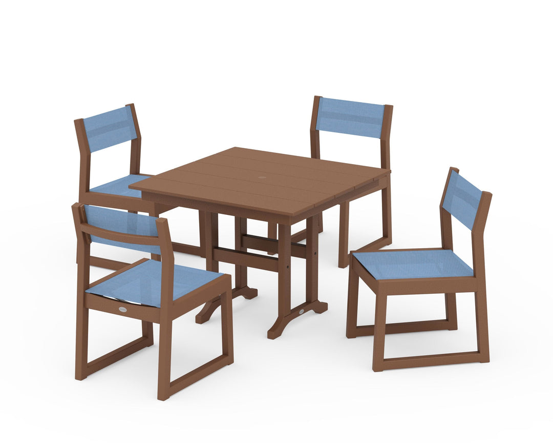 POLYWOOD® EDGE Sling Side Chair 5-Piece Farmhouse Dining Set