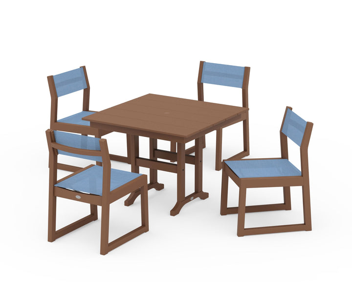 POLYWOOD® EDGE Sling Side Chair 5-Piece Farmhouse Dining Set