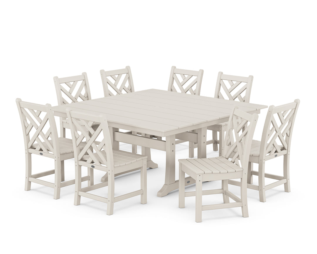 POLYWOOD® Chippendale 9-Piece Farmhouse Trestle Dining Set