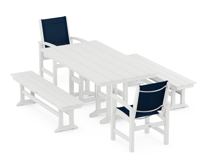 POLYWOOD® Coastal 5-Piece Farmhouse Dining Set