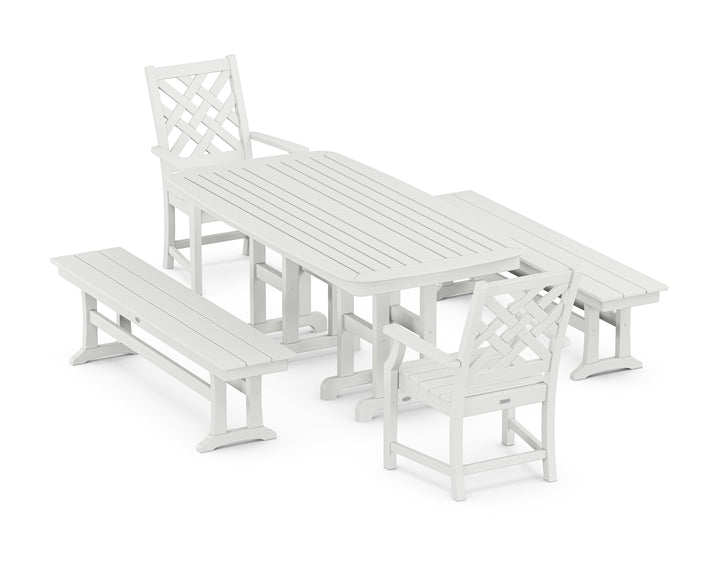 Country Living Wovendale 5-Piece Dining Set with Benches