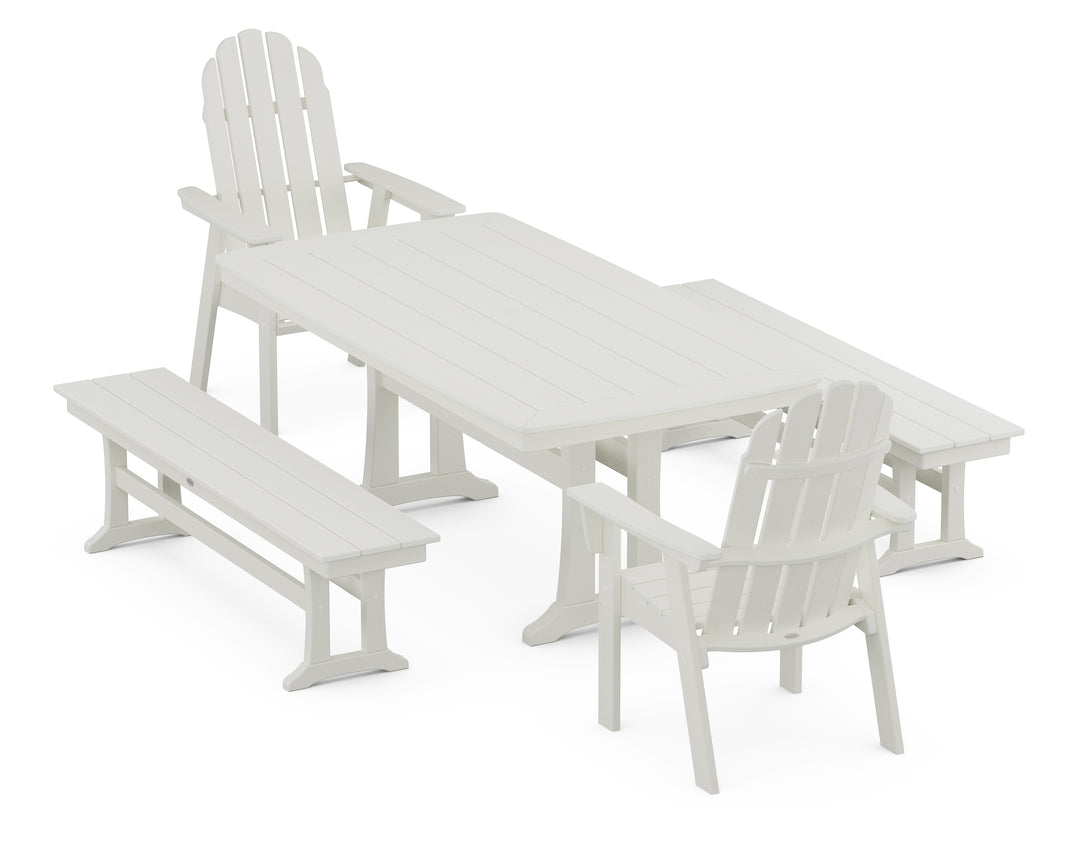 POLYWOOD® Vineyard Adirondack 5-Piece Dining Set with Trestle Legs
