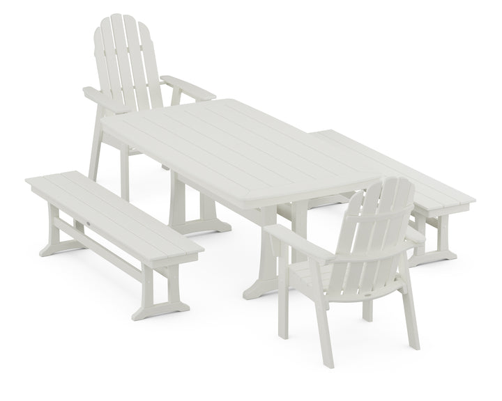 POLYWOOD® Vineyard Adirondack 5-Piece Dining Set with Trestle Legs