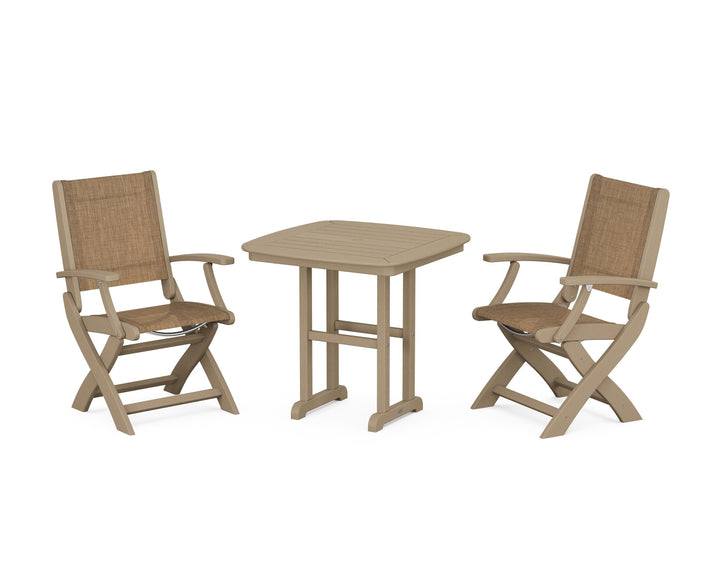 POLYWOOD® Coastal Folding Chair 3-Piece Dining Set