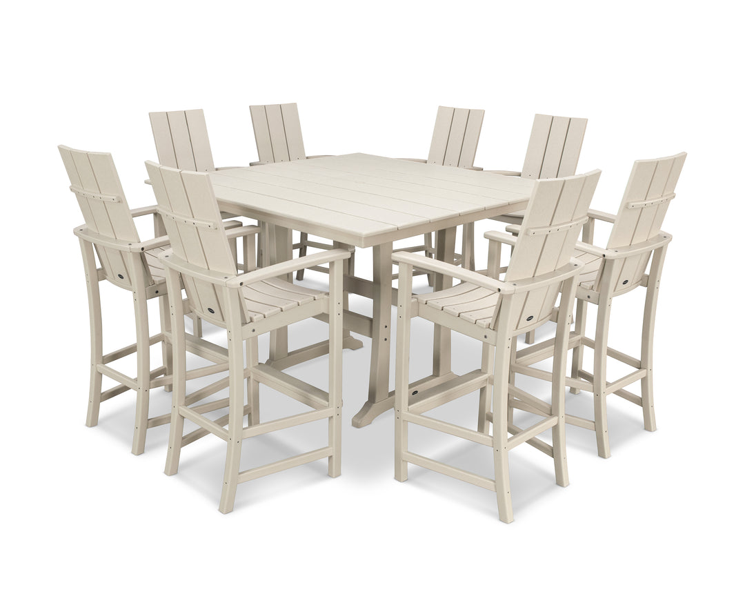 POLYWOOD® Modern Adirondack 9-Piece Farmhouse Trestle Bar Set