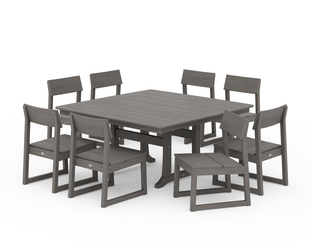 POLYWOOD® EDGE Side Chair 9-Piece Dining Set with Trestle Legs