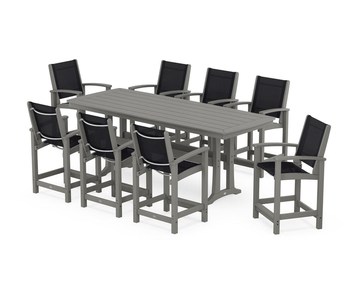 POLYWOOD® Coastal 9-Piece Counter Set with Trestle Legs