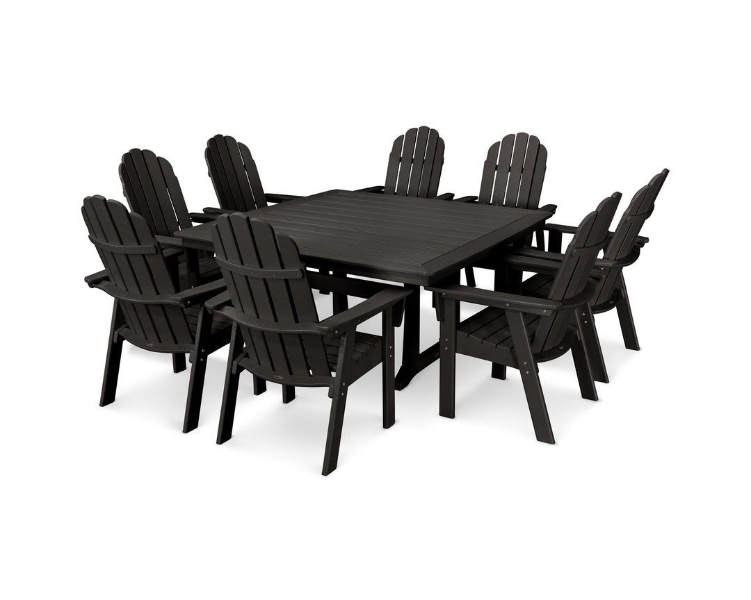 POLYWOOD® Vineyard Curveback Adirondack 9-Piece Nautical Trestle Dining Set