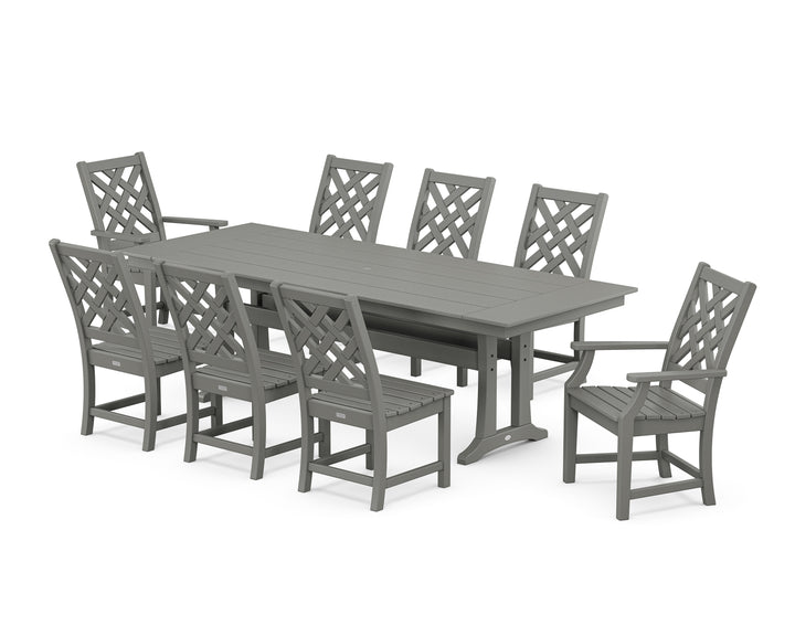 Country Living Wovendale 9-Piece Farmhouse Dining Set with Trestle Legs