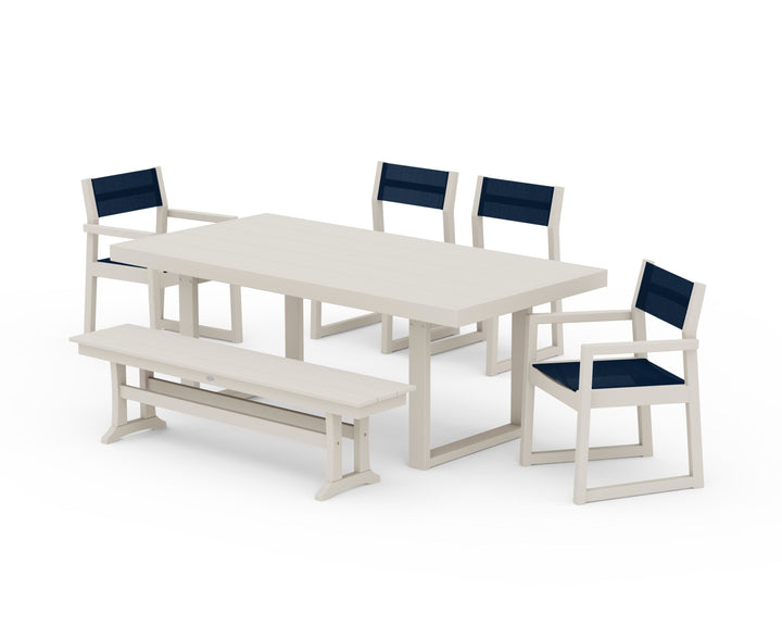 POLYWOOD® EDGE Sling 6-Piece Dining Set with Bench