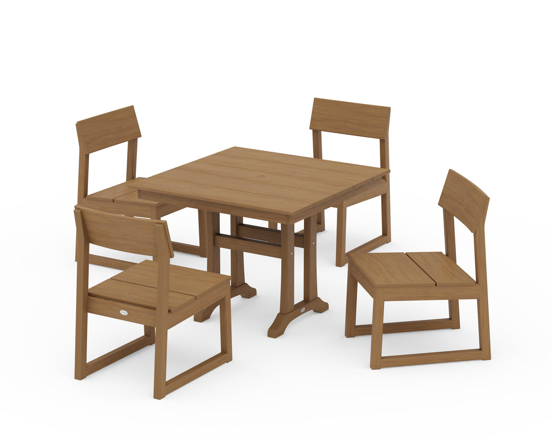 POLYWOOD® EDGE 5-Piece Farmhouse Trestle Side Chair Dining Set