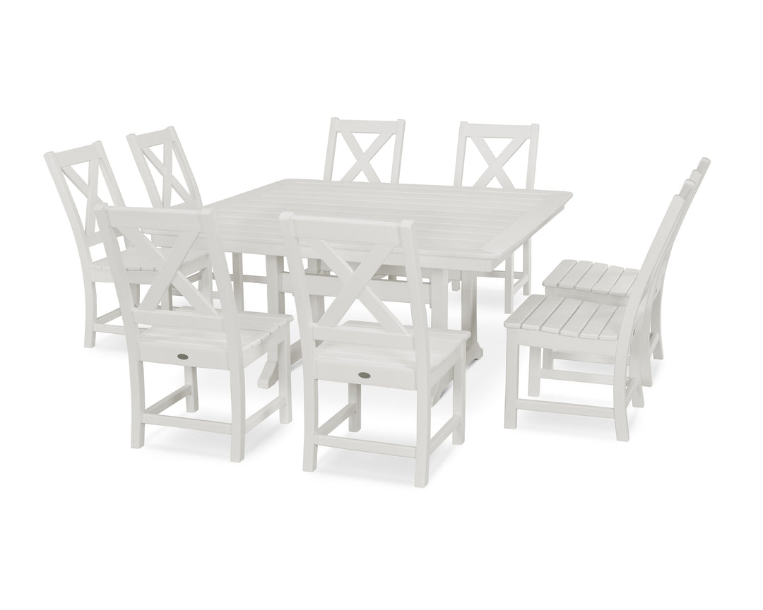 POLYWOOD® Braxton 9-Piece Nautical Trestle Dining Set