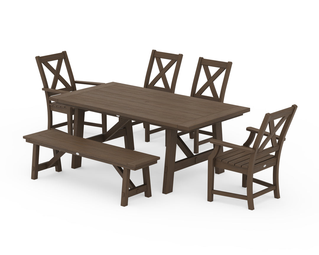 POLYWOOD® Braxton 6-Piece Rustic Farmhouse Dining Set With Trestle Legs