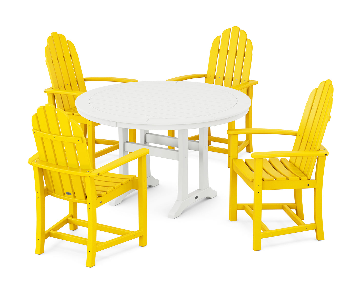 Classic Adirondack 5-Piece Round Dining Set with Trestle Legs