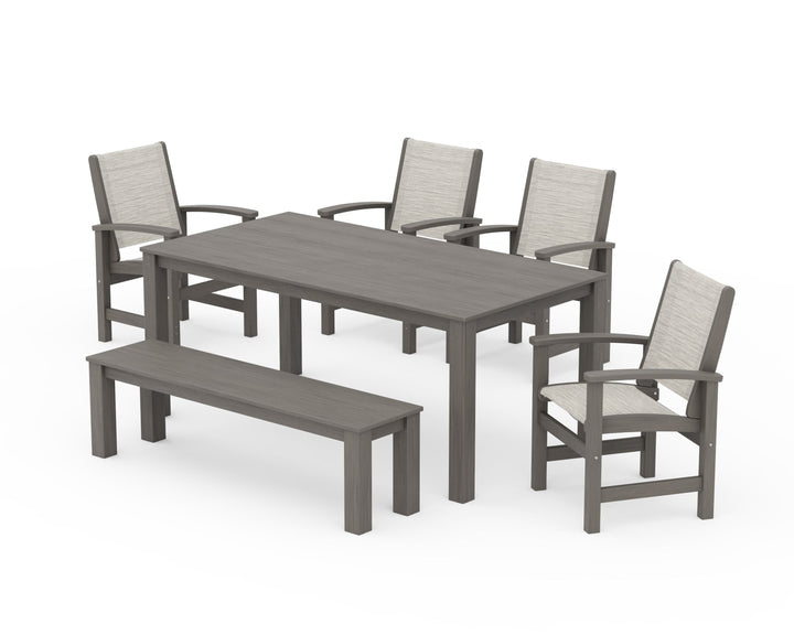 POLYWOOD® Coastal 6-Piece Parsons Dining Set with Bench