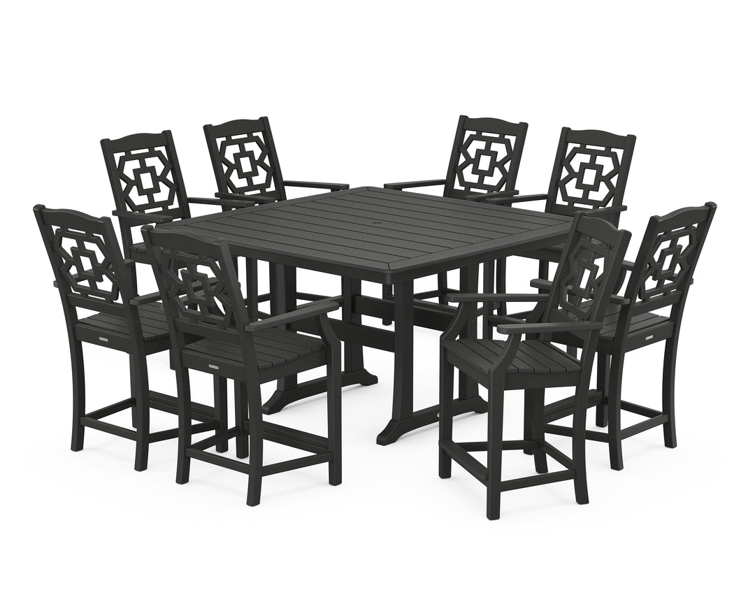 Martha Stewart by POLYWOOD® Chinoiserie 9-Piece Square Counter Set with Trestle Legs