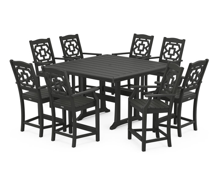 Martha Stewart by POLYWOOD® Chinoiserie 9-Piece Square Counter Set with Trestle Legs