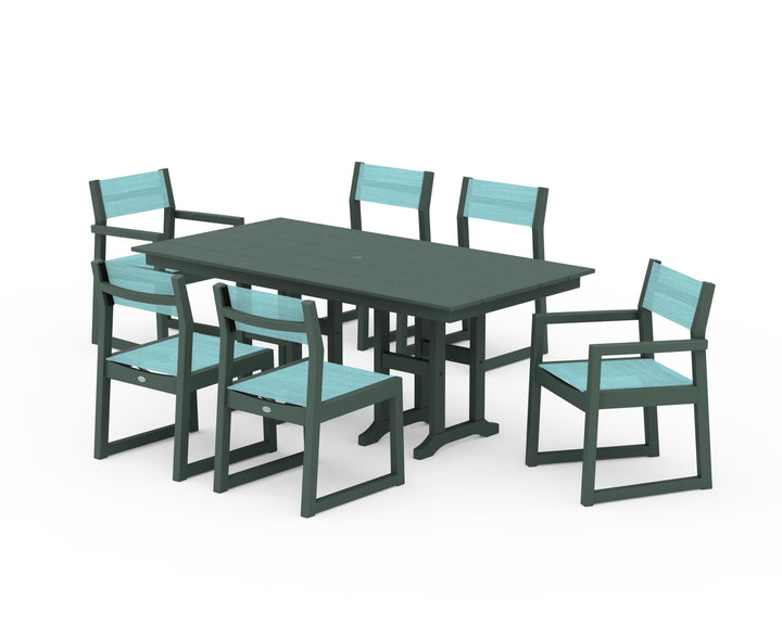 POLYWOOD® EDGE Sling 7-Piece Farmhouse Dining Set