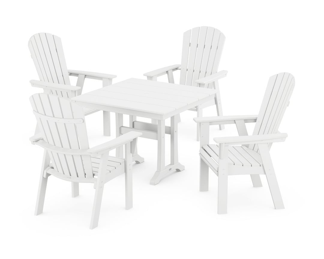 POLYWOOD® Nautical Adirondack 5-Piece Farmhouse Dining Set With Trestle Legs
