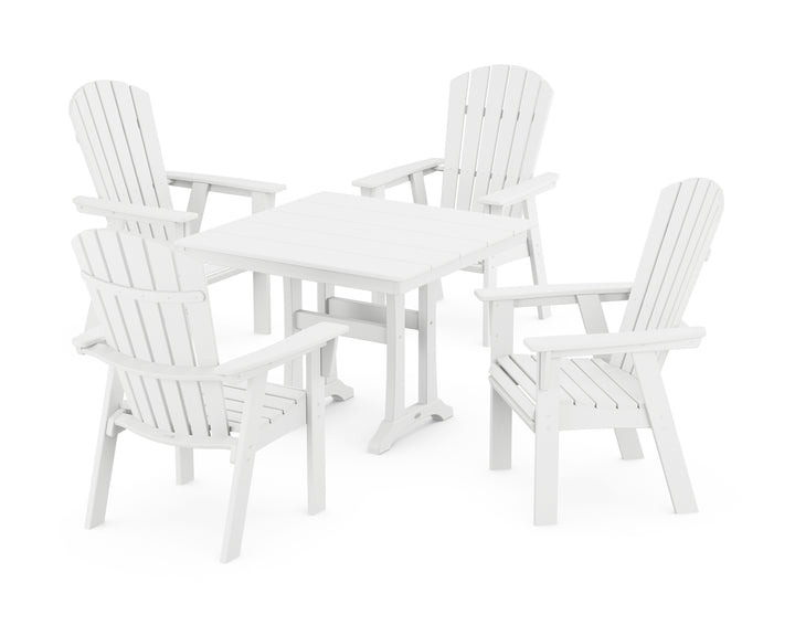 POLYWOOD® Nautical Adirondack 5-Piece Farmhouse Dining Set With Trestle Legs