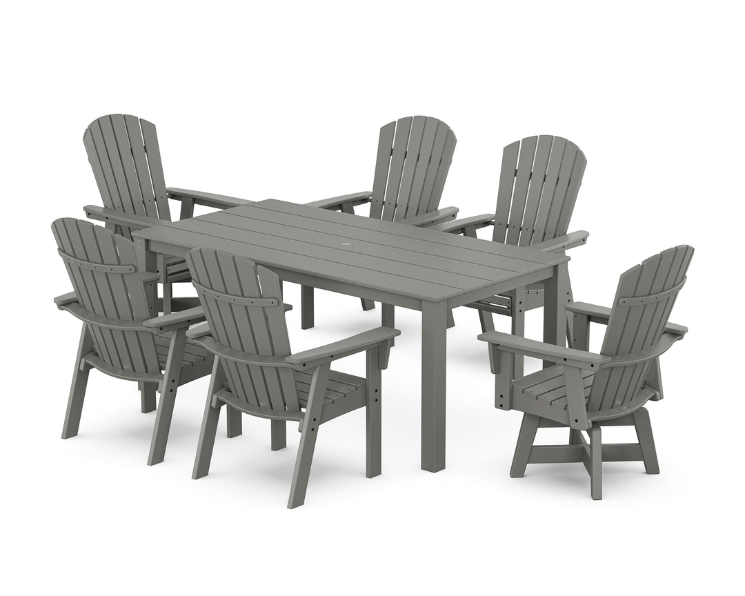 POLYWOOD® Nautical Curveback Adirondack Swivel 7-Piece Parsons Dining Set