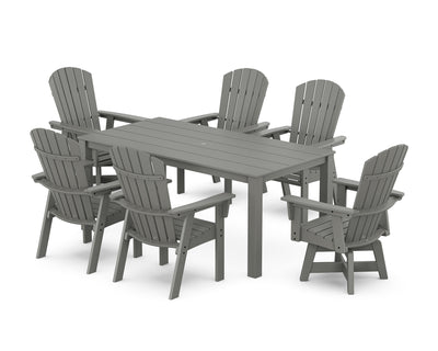 Nautical Curveback Adirondack Swivel 7-Piece Parsons Dining Set