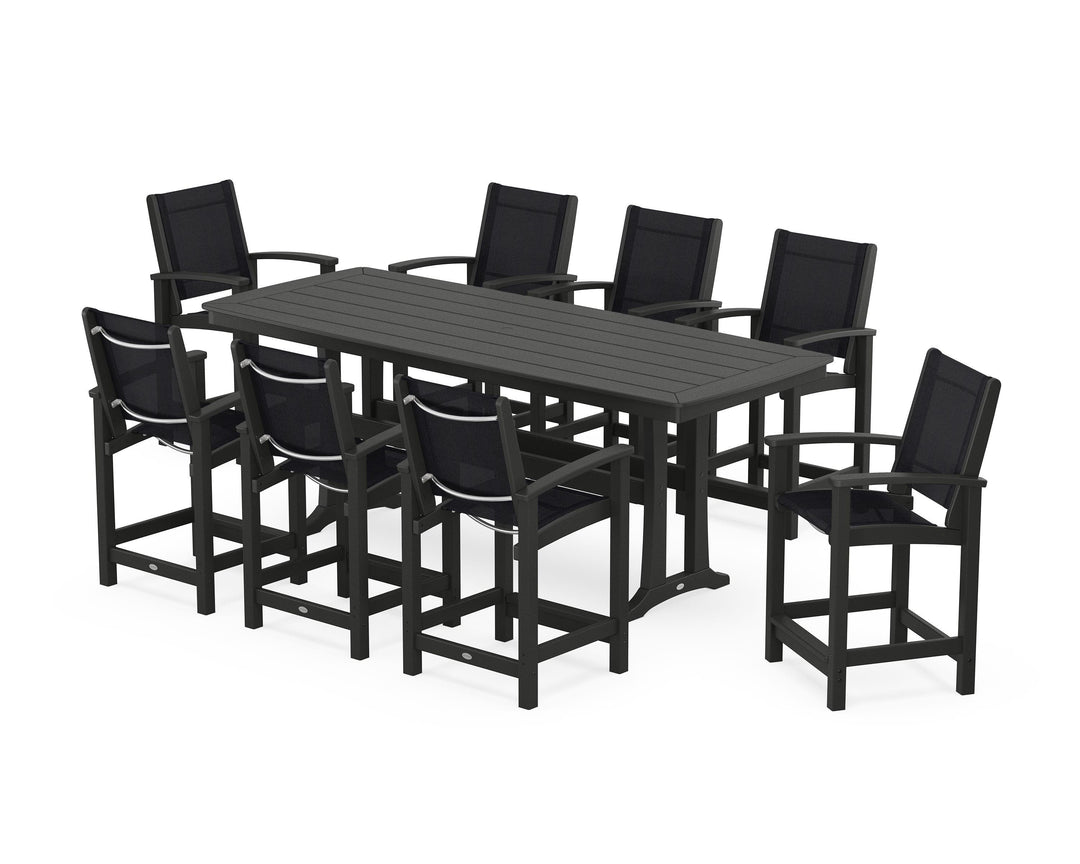 POLYWOOD® Coastal 9-Piece Counter Set with Trestle Legs