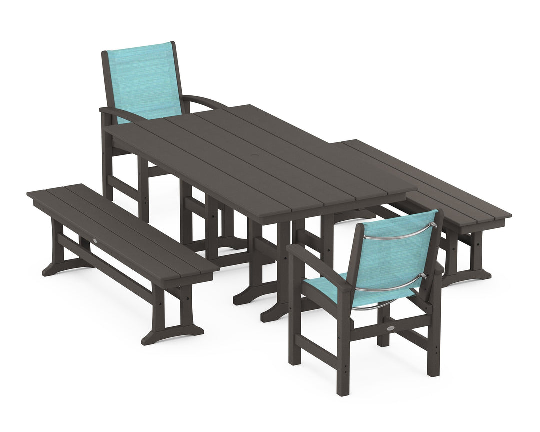 POLYWOOD® Coastal 5-Piece Farmhouse Dining Set