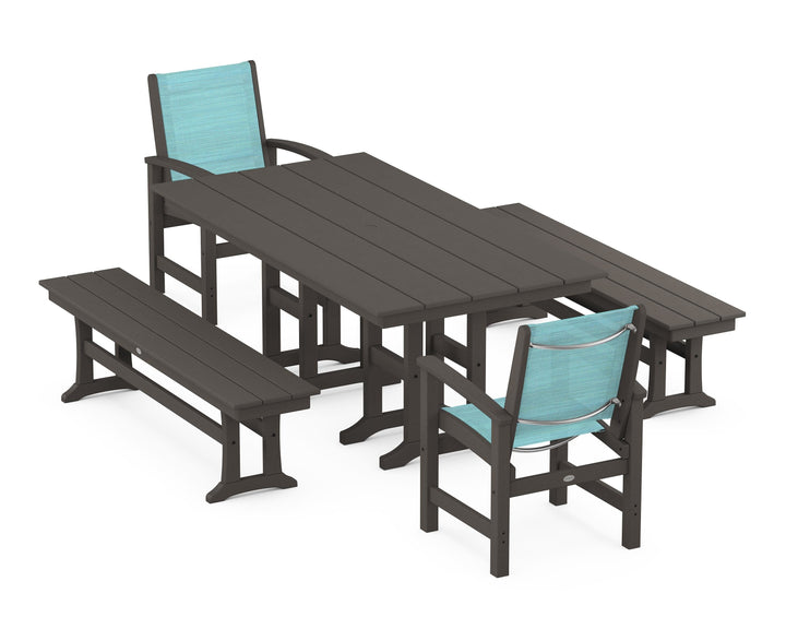 POLYWOOD® Coastal 5-Piece Farmhouse Dining Set