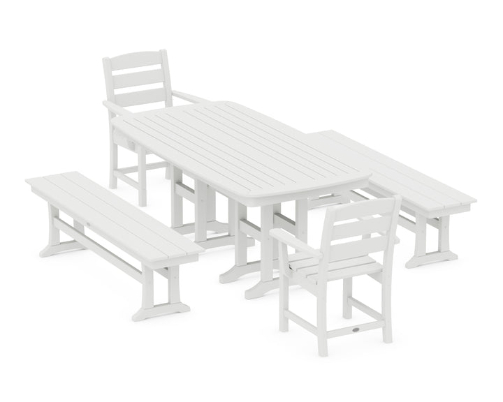 POLYWOOD® Lakeside 5-Piece Dining Set with Benches