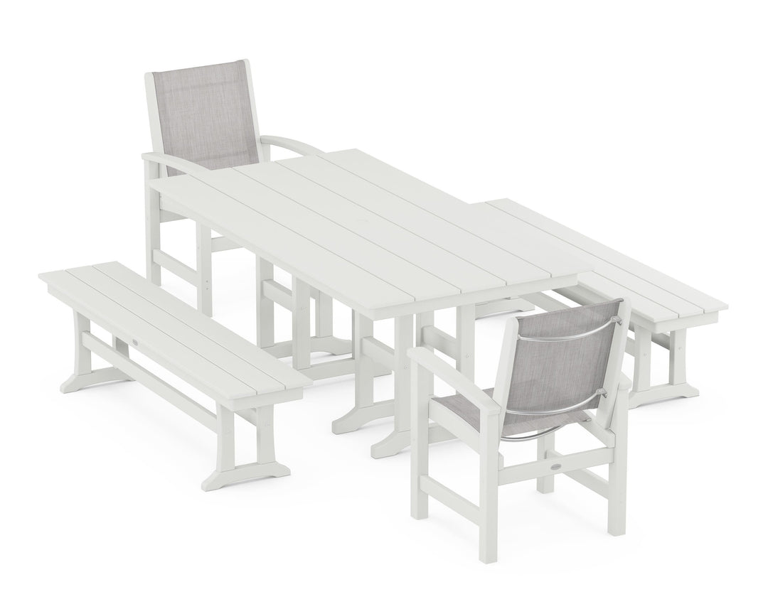 POLYWOOD® Coastal 5-Piece Farmhouse Dining Set