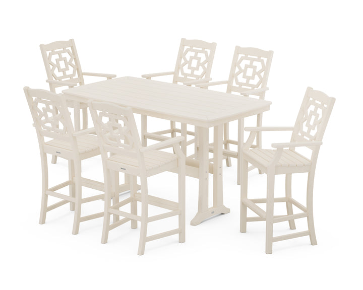 Martha Stewart by POLYWOOD® Chinoiserie Arm Chair 7-Piece Bar Set with Trestle Legs
