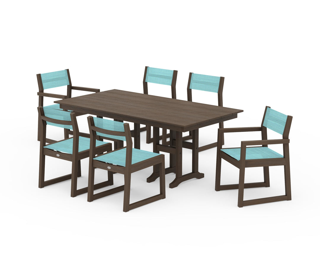 POLYWOOD® EDGE Sling 7-Piece Farmhouse Dining Set