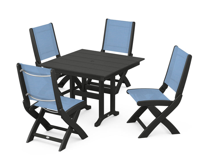 POLYWOOD® Coastal Folding Side Chair 5-Piece Farmhouse Dining Set