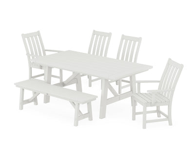 Vineyard 6-Piece Rustic Farmhouse Dining Set With Bench