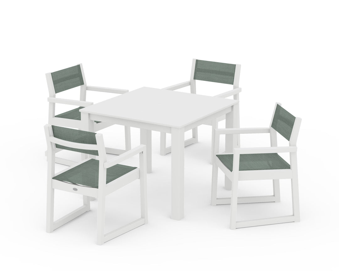 POLYWOOD® EDGE Sling Arm Chair 5-Piece Parsons Dining Set