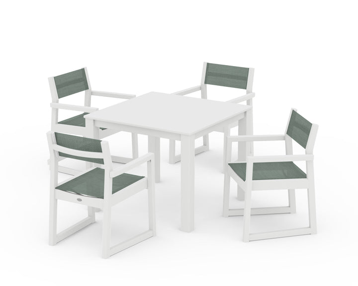POLYWOOD® EDGE Sling Arm Chair 5-Piece Parsons Dining Set