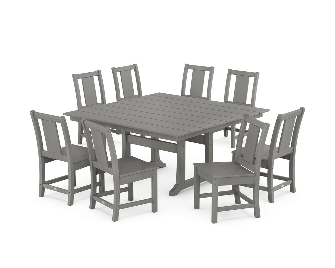 POLYWOOD® Prairie Side Chair 9-Piece Square Farmhouse Dining Set with Trestle Legs