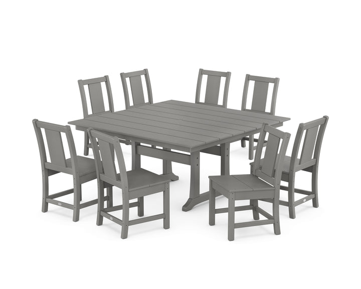 POLYWOOD® Prairie Side Chair 9-Piece Square Farmhouse Dining Set with Trestle Legs