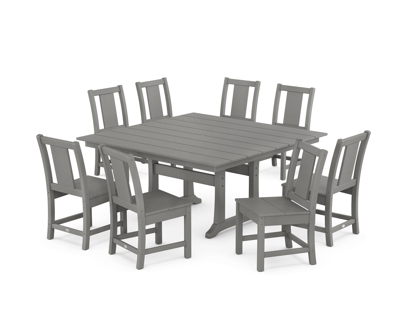 Prairie Side Chair 9-Piece Square Farmhouse Dining Set with Trestle Legs