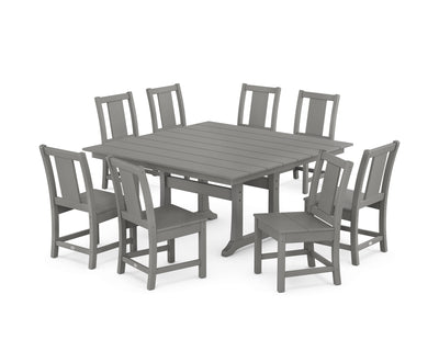 Prairie Side Chair 9-Piece Square Farmhouse Dining Set with Trestle Legs