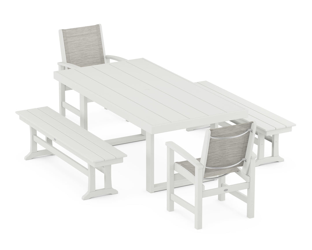 POLYWOOD® Coastal 5-Piece Dining Set with Trestle Legs