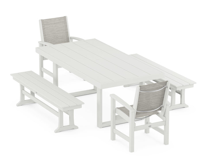 POLYWOOD® Coastal 5-Piece Dining Set with Trestle Legs
